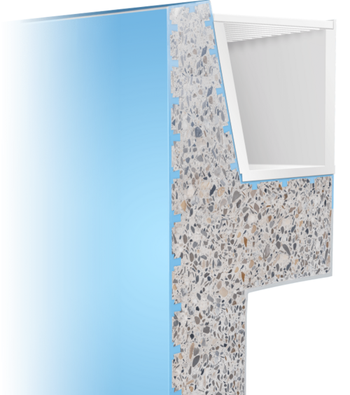 BEKAPOOL cross-section Tyrolean gutter Steuler Pool Linings